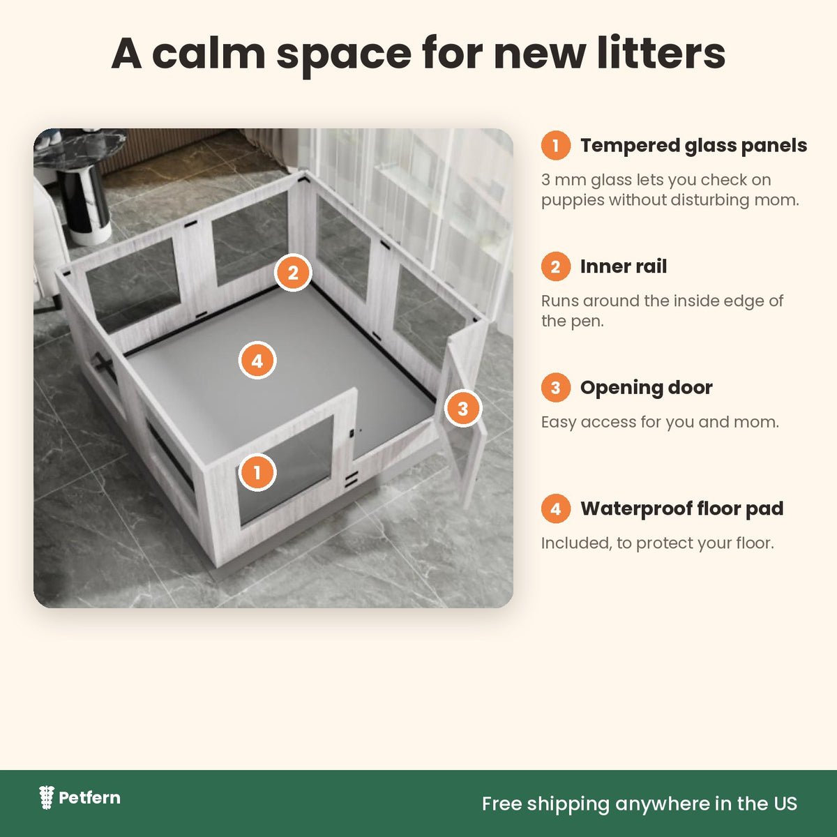 Whelping box features