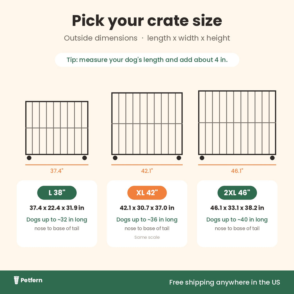 Dog crate sizes L, XL and 2XL