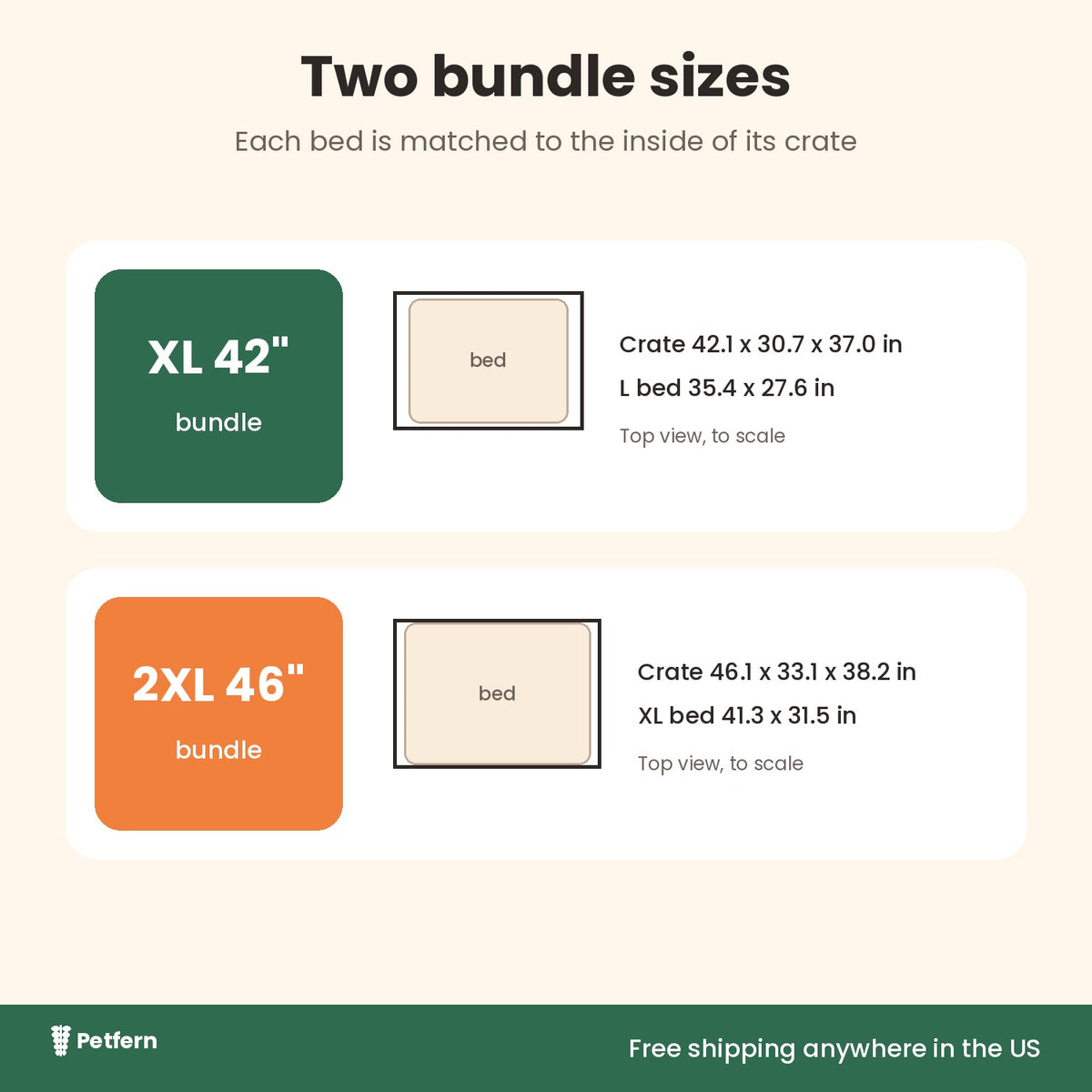 Crate and bed bundle sizes